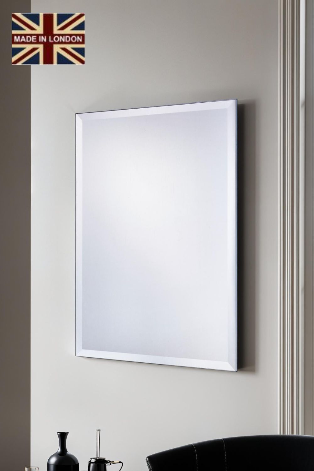 Yearn Mirrors Yearn Minimal Bevelled Mirror 102x76cm in Metallic Silver