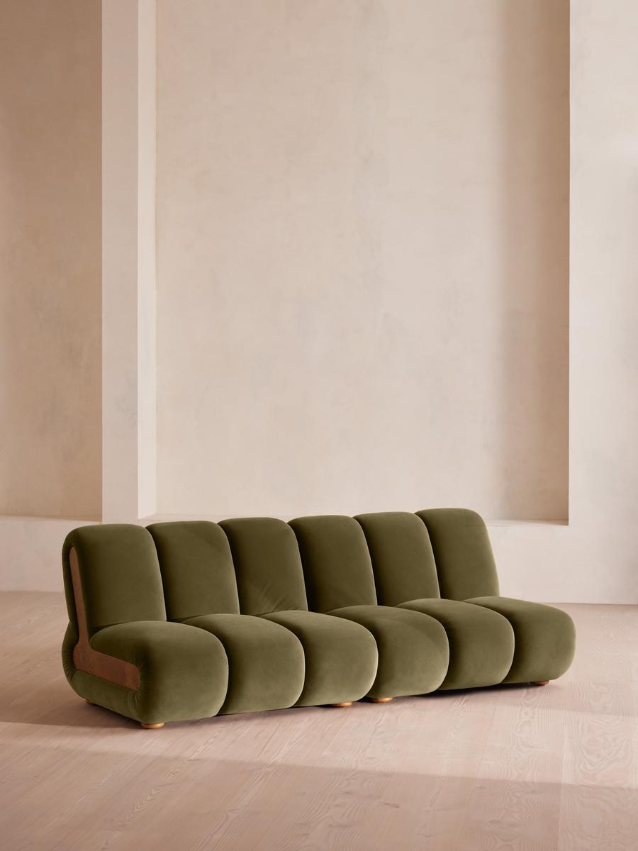 Noelle Modular Sofa, Four Seater, Velvet, Olive