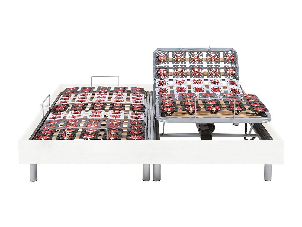 Vente-unique Electric Adjustable Bed 2X78 White Wood Decorative Pads - 2 X 90 X 200 6