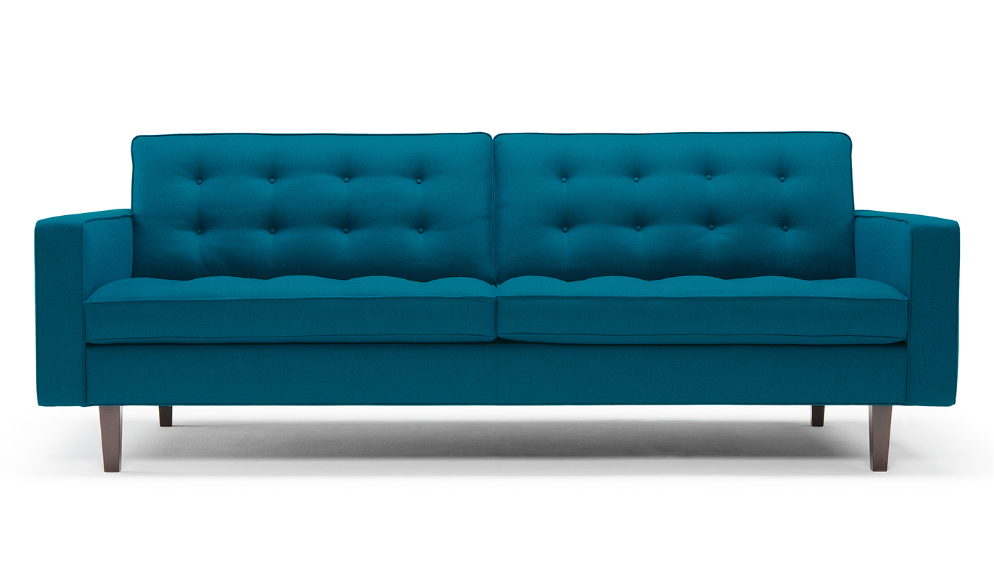 Heal's Hepburn 4 Seater Sofa St Moritz Wool Teal Natural Feet