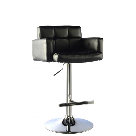 Elmfield Black Faux Leather Bar Stool With Chrome Base