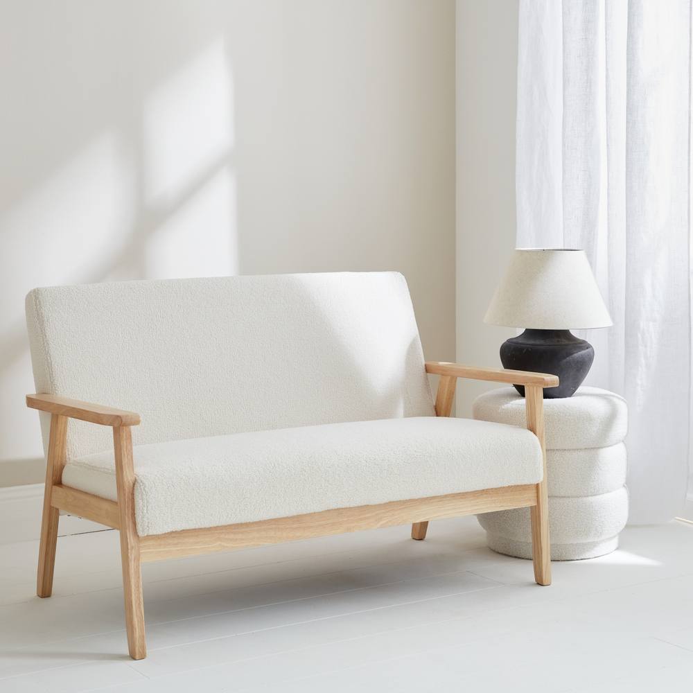 sweeek 2-seater Scandi-style Loveseat Sofa In Boucle Fabric in Cream