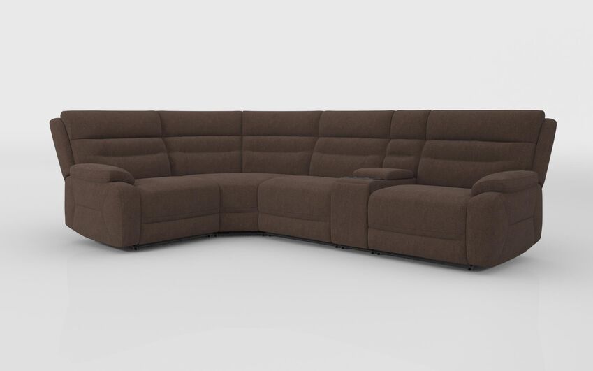 Brown Fabric Fenton 1 Corner 3 Sofa with Media Console