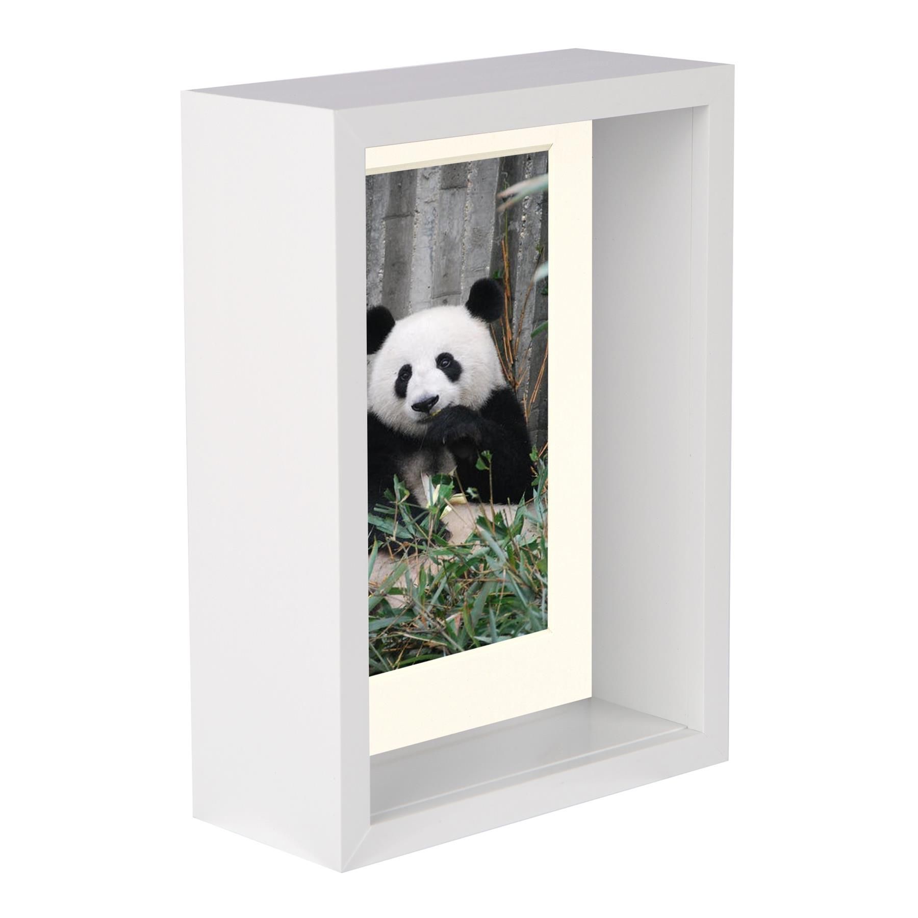 Nicola Spring 5" x 7" 3D Deep Box Photo Frame - 4" x 6" Mount - White in Ivory