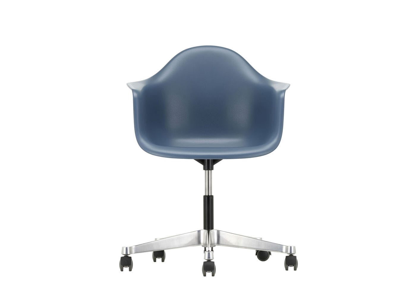 Vitra Eames PACC Armchair New Height Sea Blue Alumimium Base Hard Floor Castors