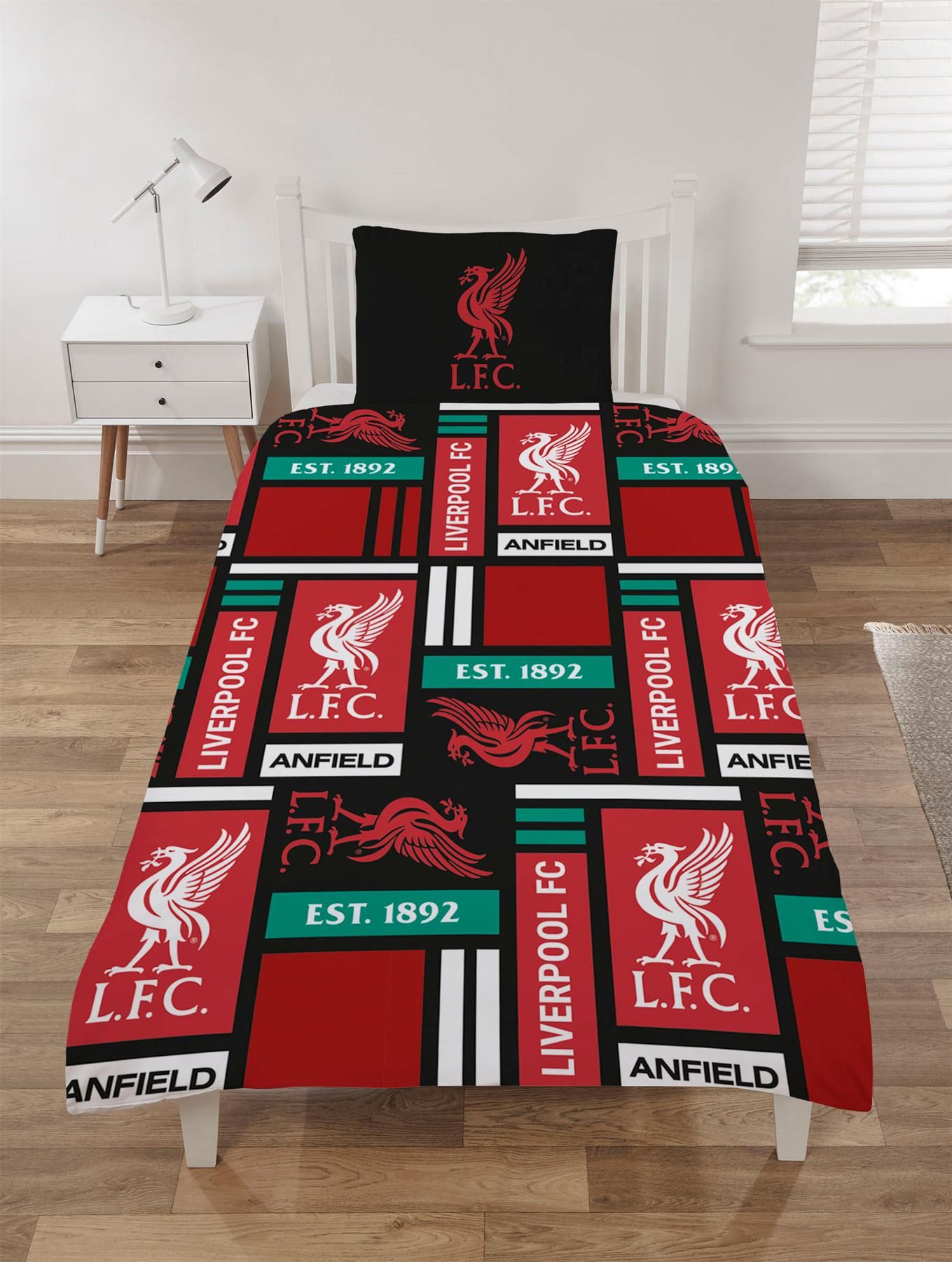 Liverpool FC LFC Liverpool Blocks Duvet Cover Set in Red