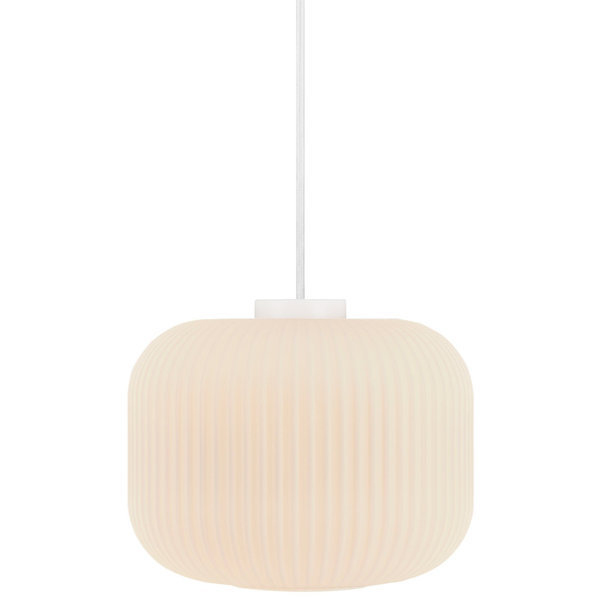 Nordlux Vintage Indoor Pendant Light White Glass E27 Ribbed - Mains Powered, IP20