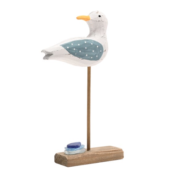 Love Life By The Sea Driftwood & Sea Glass Seagull Ornament 3
