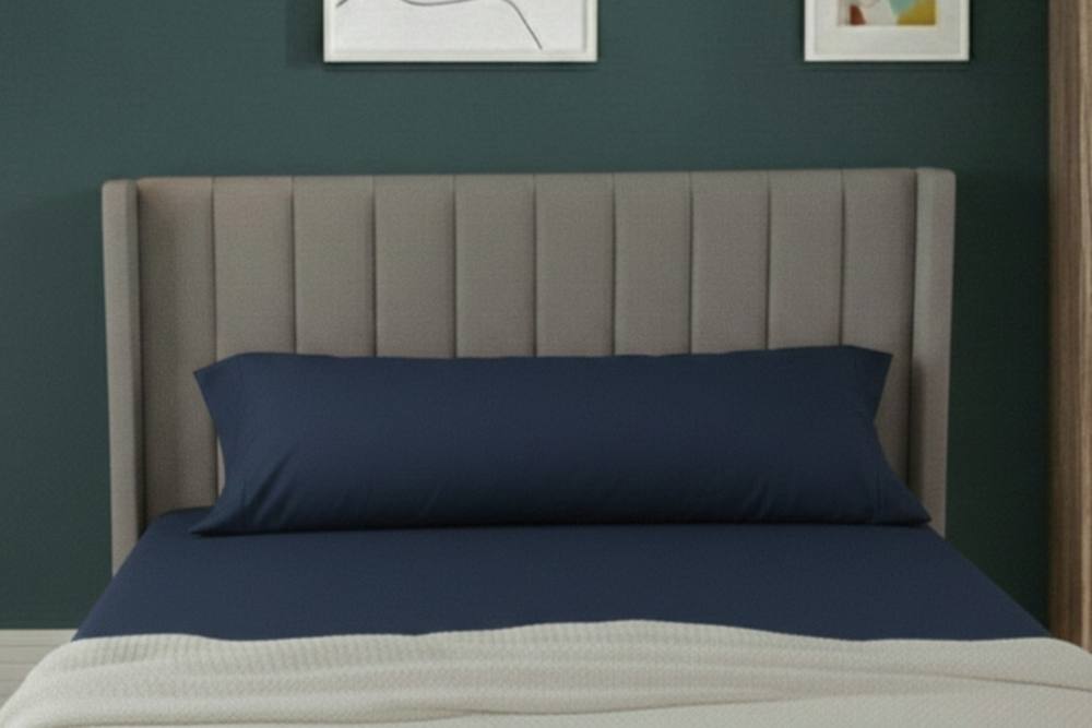 Snug City Bolster Support Pillow Pillowcase Plain Dyed Pillow Linen Easy Care in Navy