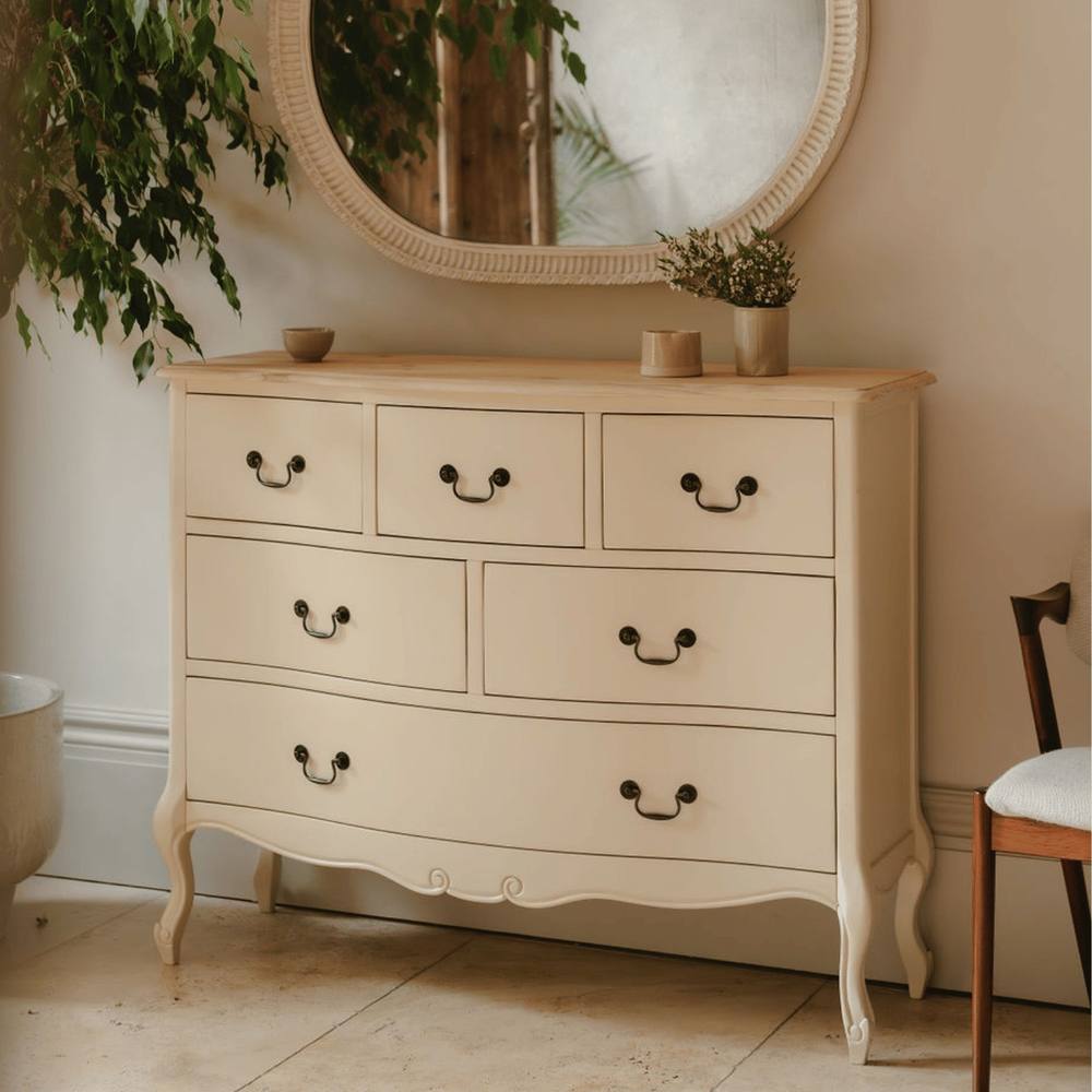 Statement Furniture Juliette Vintage Chic 6 Drawer Chest of Drawers in Ivory