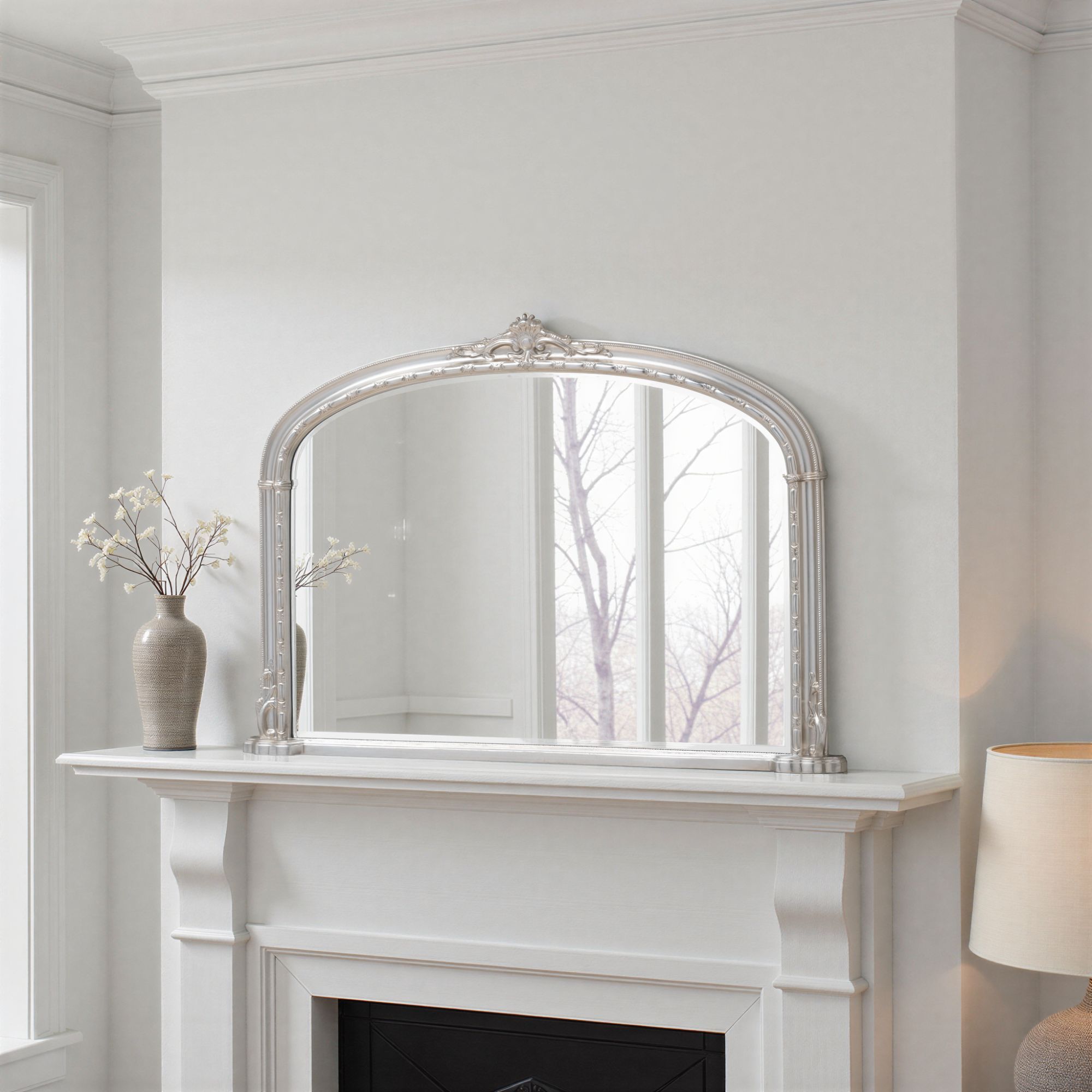 Yearn Mirrors Overmantle Mirror Arched 127(w) x 89cm(h) Victorian Mirror in Silver 4
