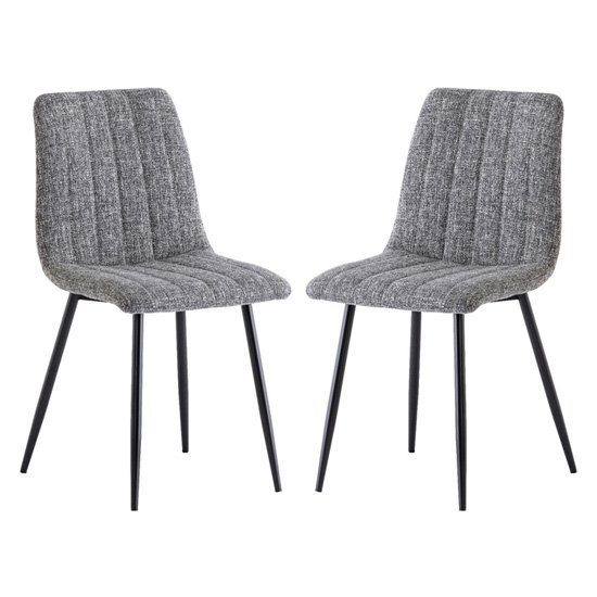 Virgo Grey Fabric Dining Chairs In Pair