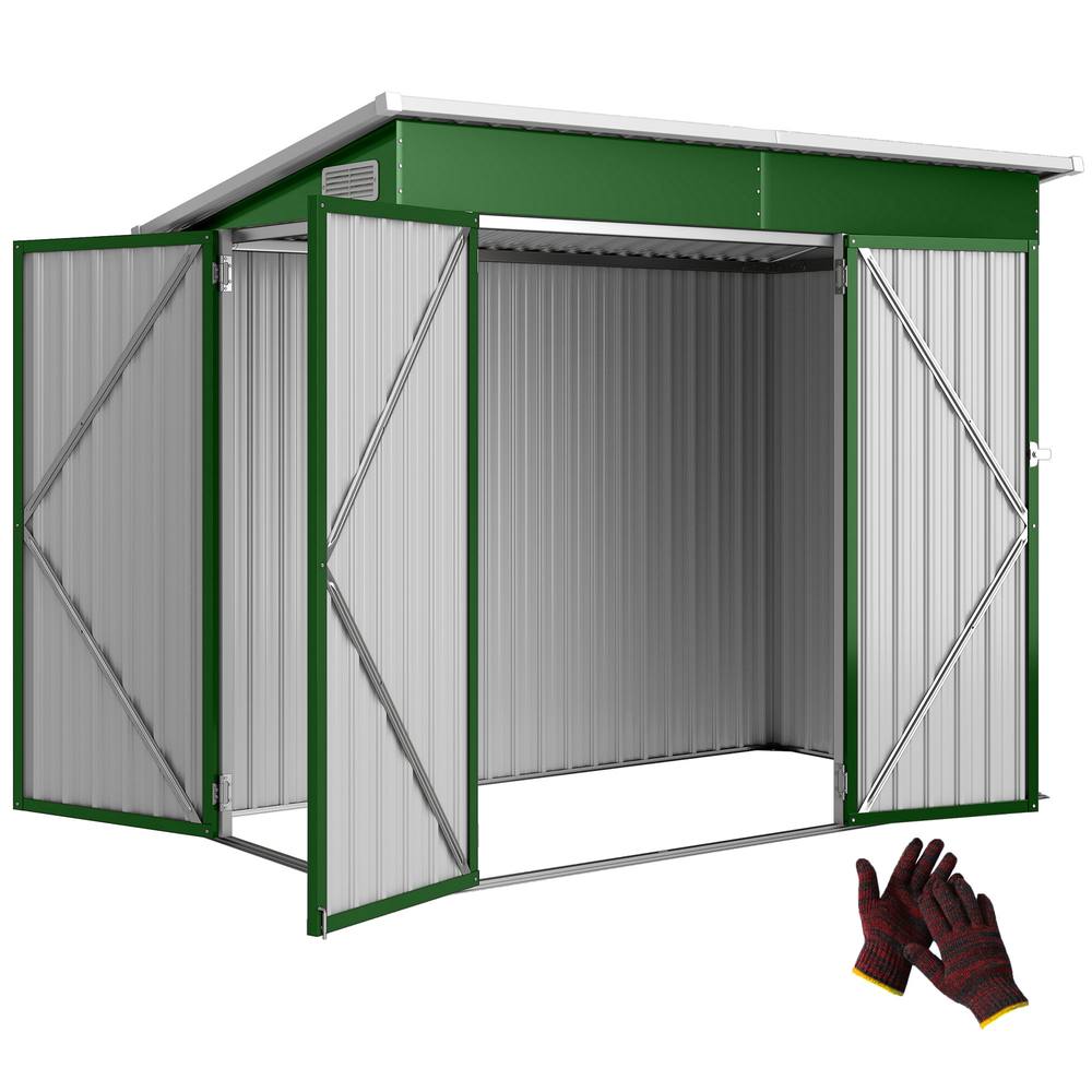 OUTSUNNY Outdoor Storage Shed, 7.5 x 4.3ft Metal Garden Shed in Green 2