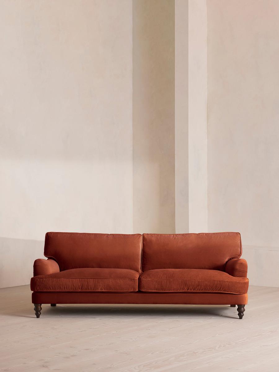 Arundel Four Seater Sofa, Velvet, Rust