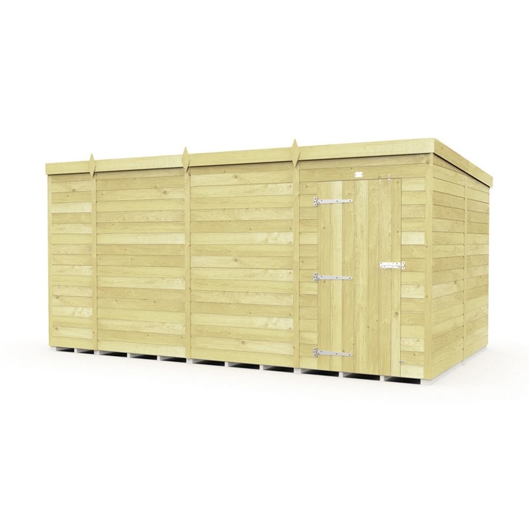 Buttercup Farm 15 x 8 Feet Pent Shed - Single Door W/O Window - L231 x W454 x H201 cm in Brown