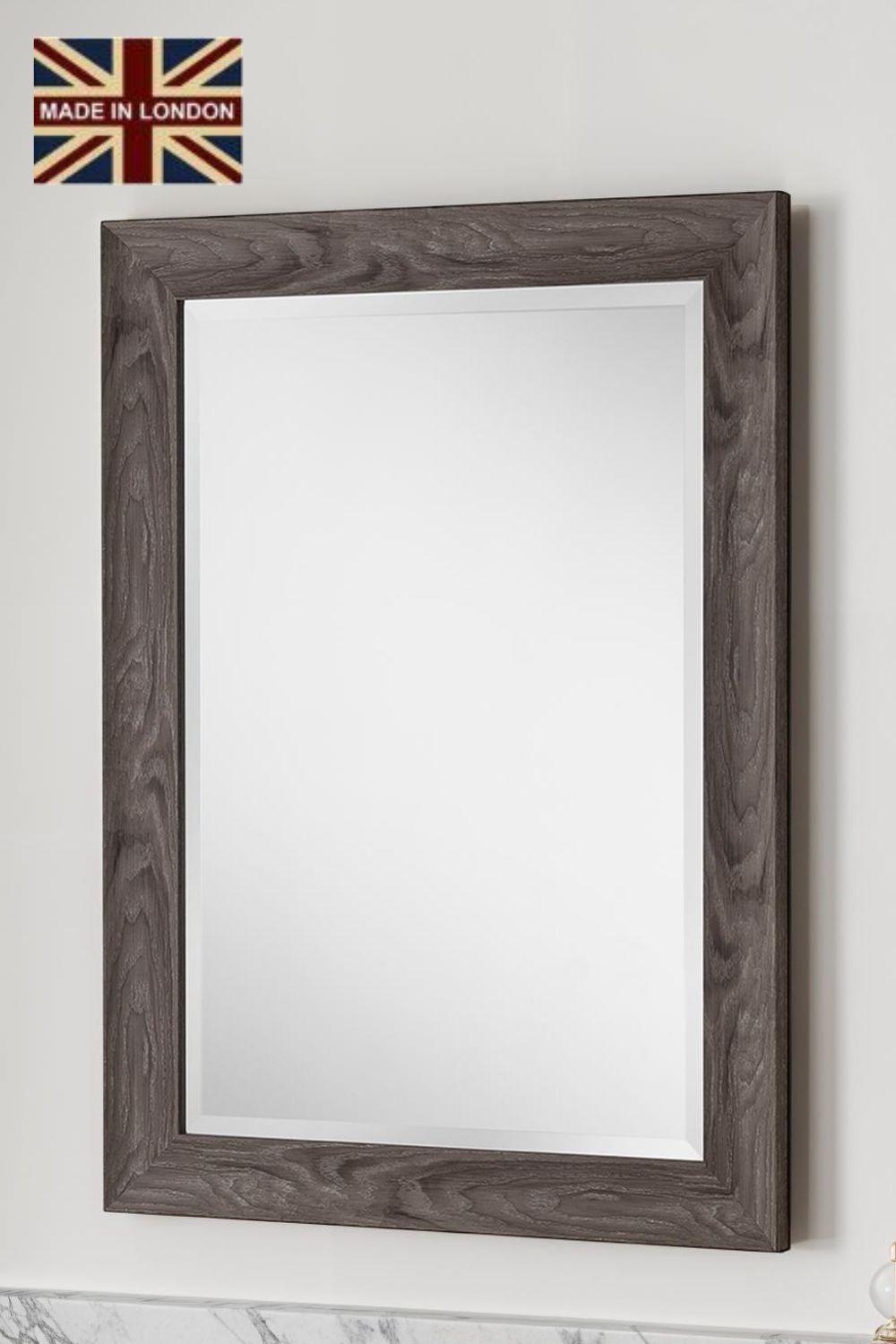 Yearn Mirrors Rustic Grey Wood Effect Scooped Framed Mirror 117x91.5cm in Pale Green
