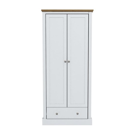 Devon Wooden Wardrobe In White With 2 Doors