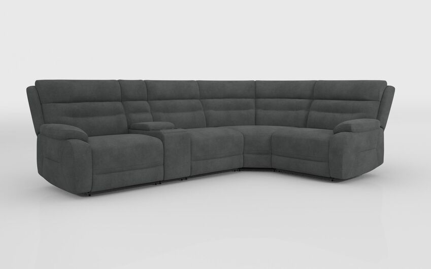 Grey Fabric Fenton 3 Corner 1 Sofa with Media Console