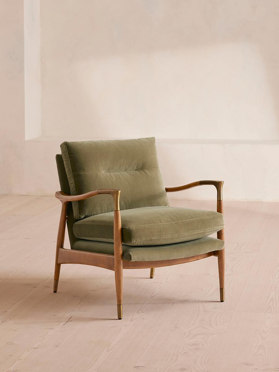 Theodore Oak Armchair, Velvet Lichen
