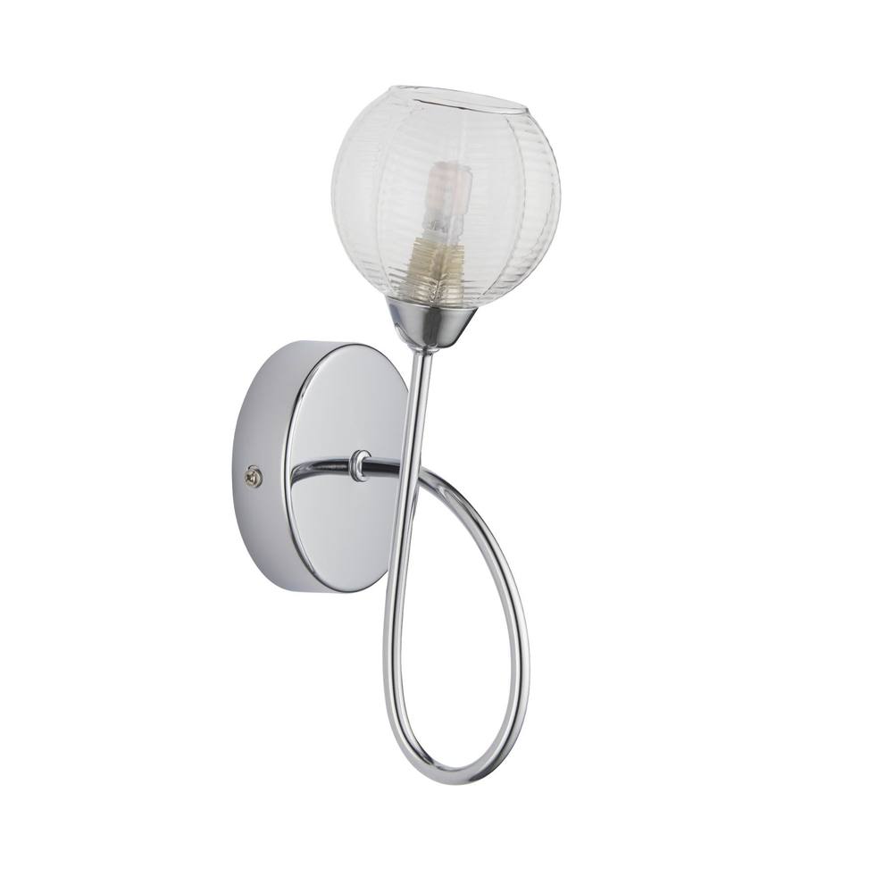 First Choice Lighting Tatton - Chrome with Ribbed Glass Wall Lamp in Silver