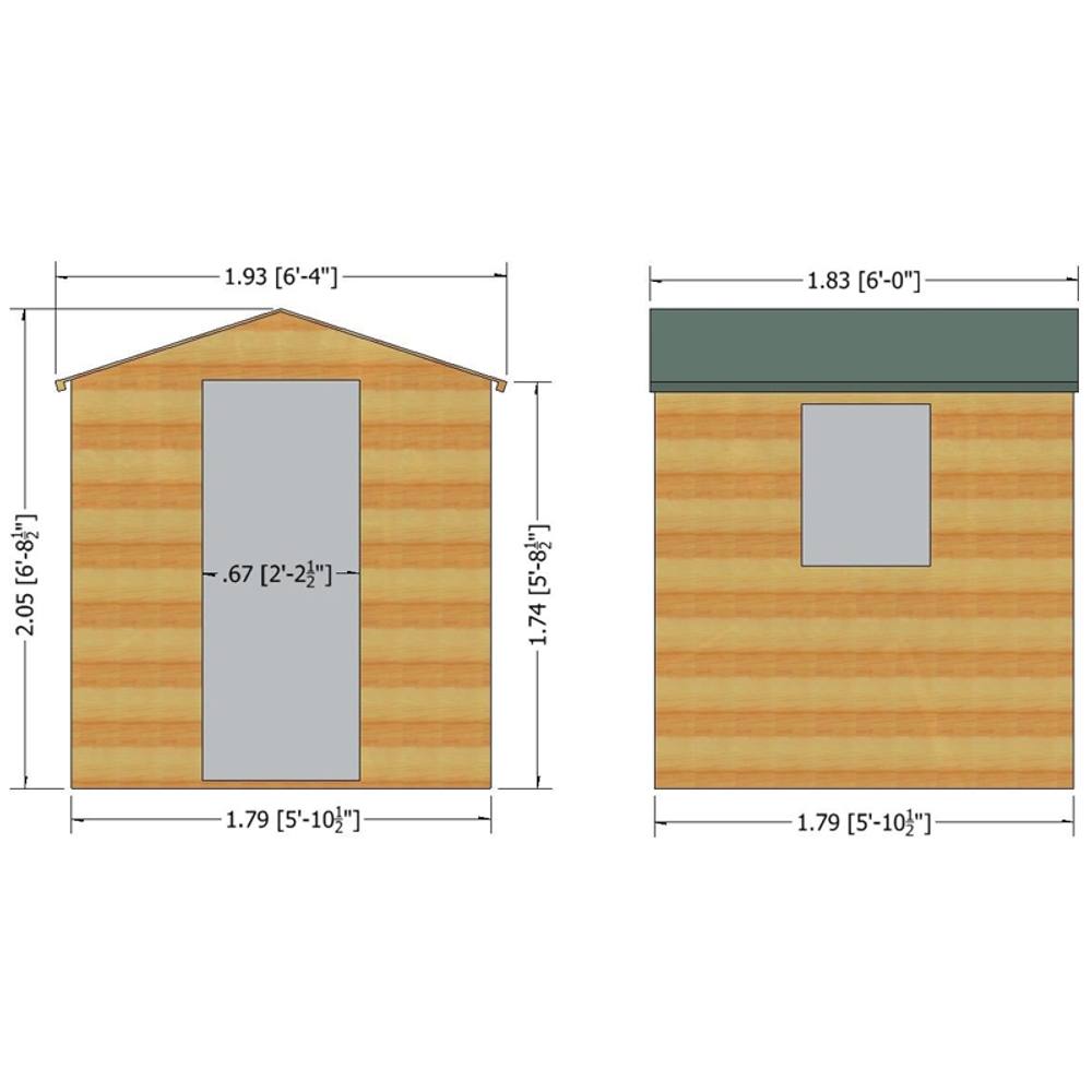 Shires Faroe Single Door Tongue & Groove Garden Shed Workshop Approx 6x6 ft in Brown 5