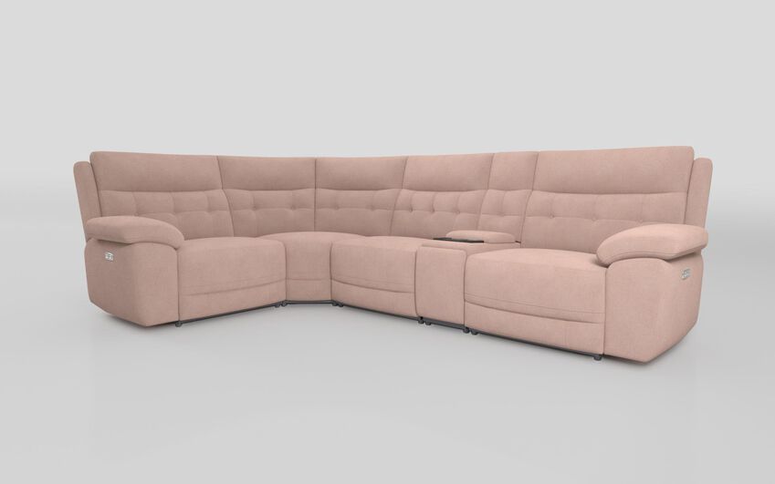 Pink Fabric Belford 1 Corner 3 Sofa with Media Console