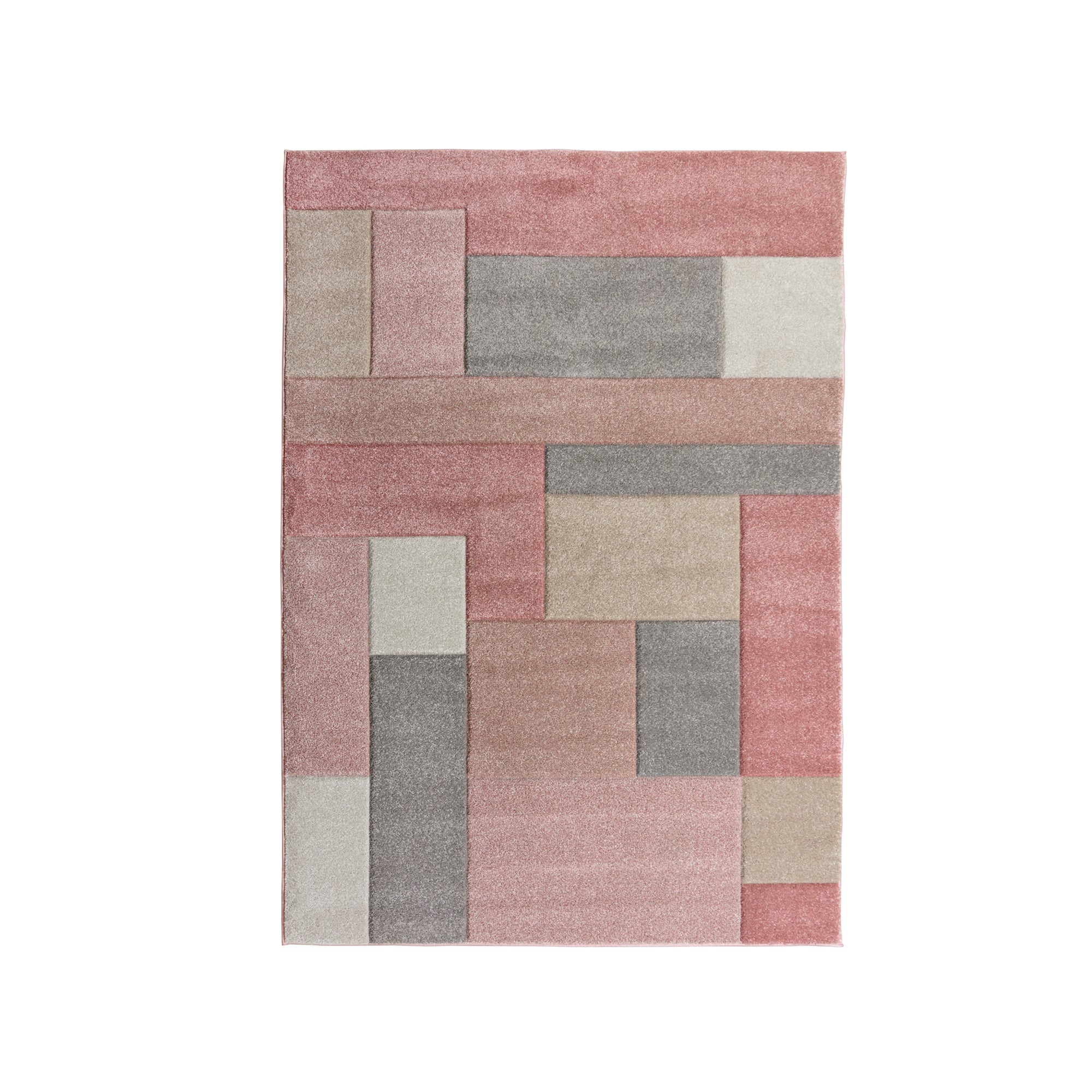 Cosmos Hand Carved Rug Pink, Grey and Brown