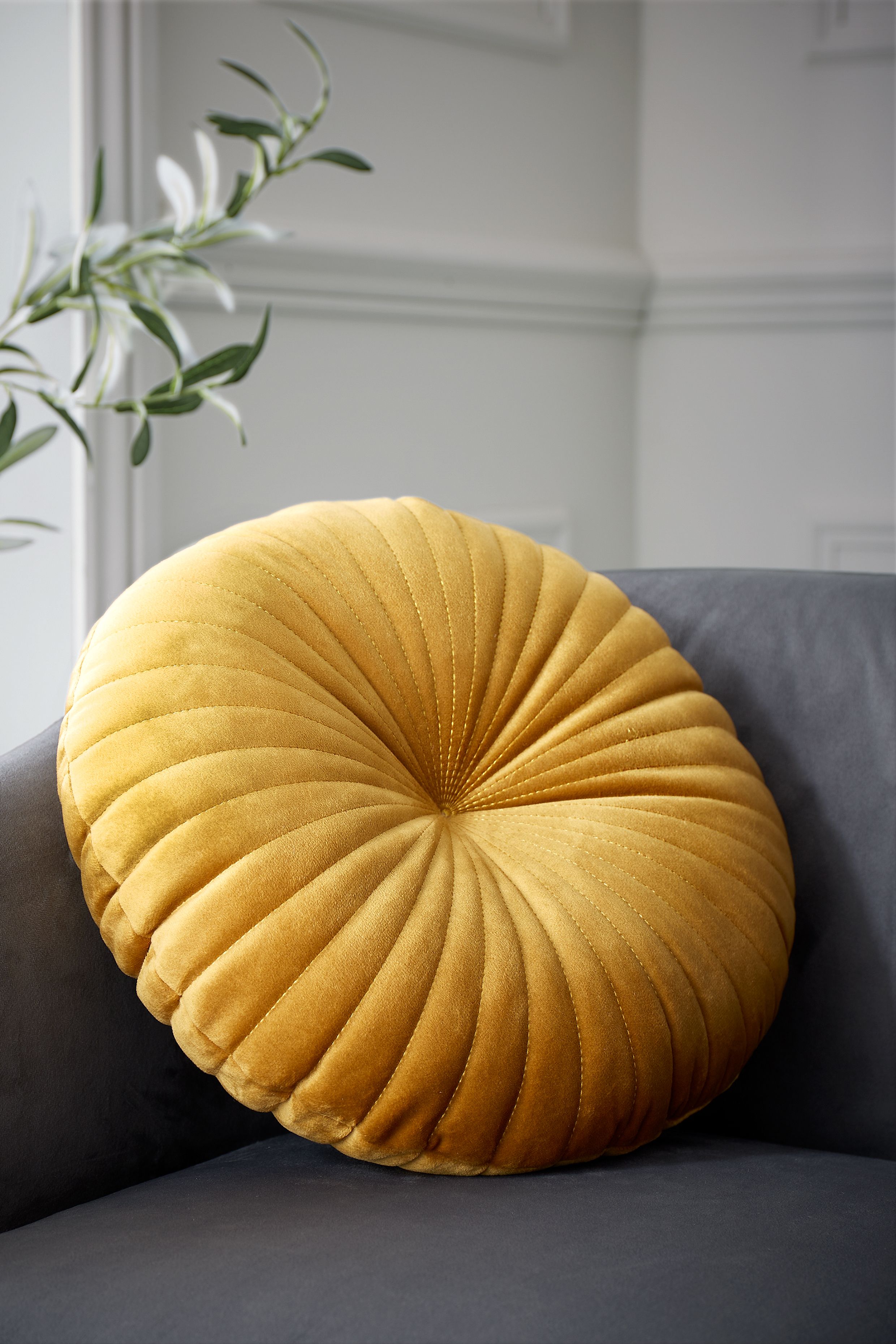 Catherine Lansfield 'Round' Cushion in Mustard
