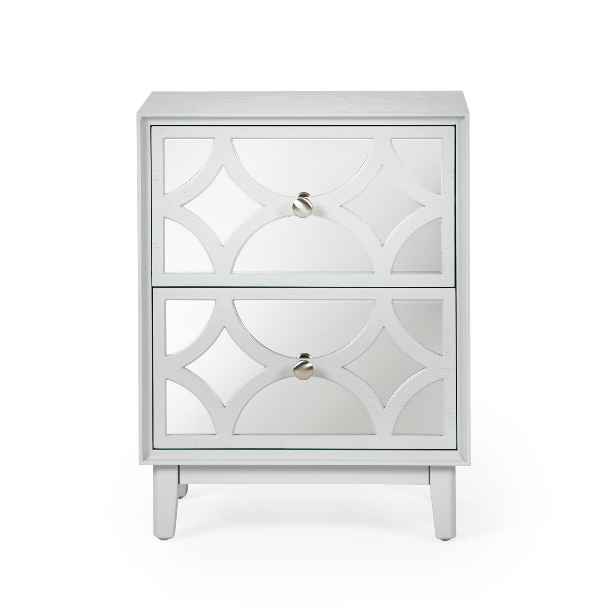 Delphi Grey 2 Drawer Bedside Table Grey