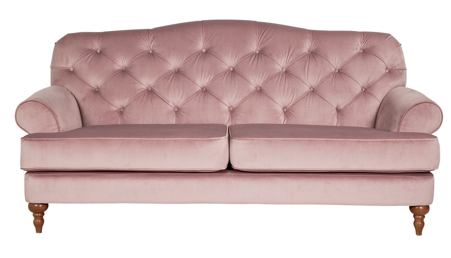 Habitat Valerie 3 Seater Velvet Sofa - Blush Pink