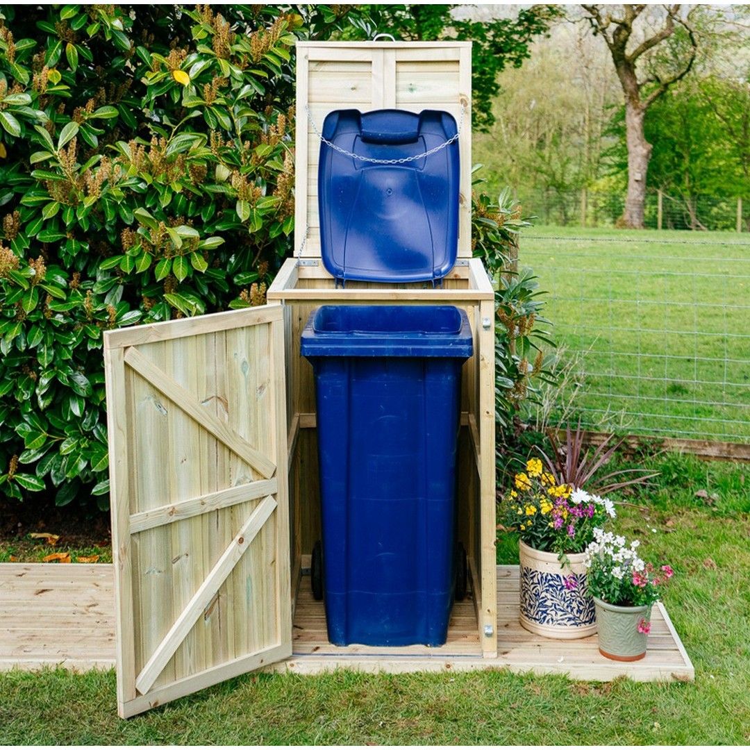 Buttercup Farm Shireburn Single Wheelie Bin Store, Timber, Fits 1 x 360L Wheelie Bins in Brown