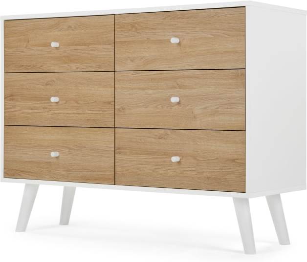 Larsen Wide Chest Of Drawers, Oak and White