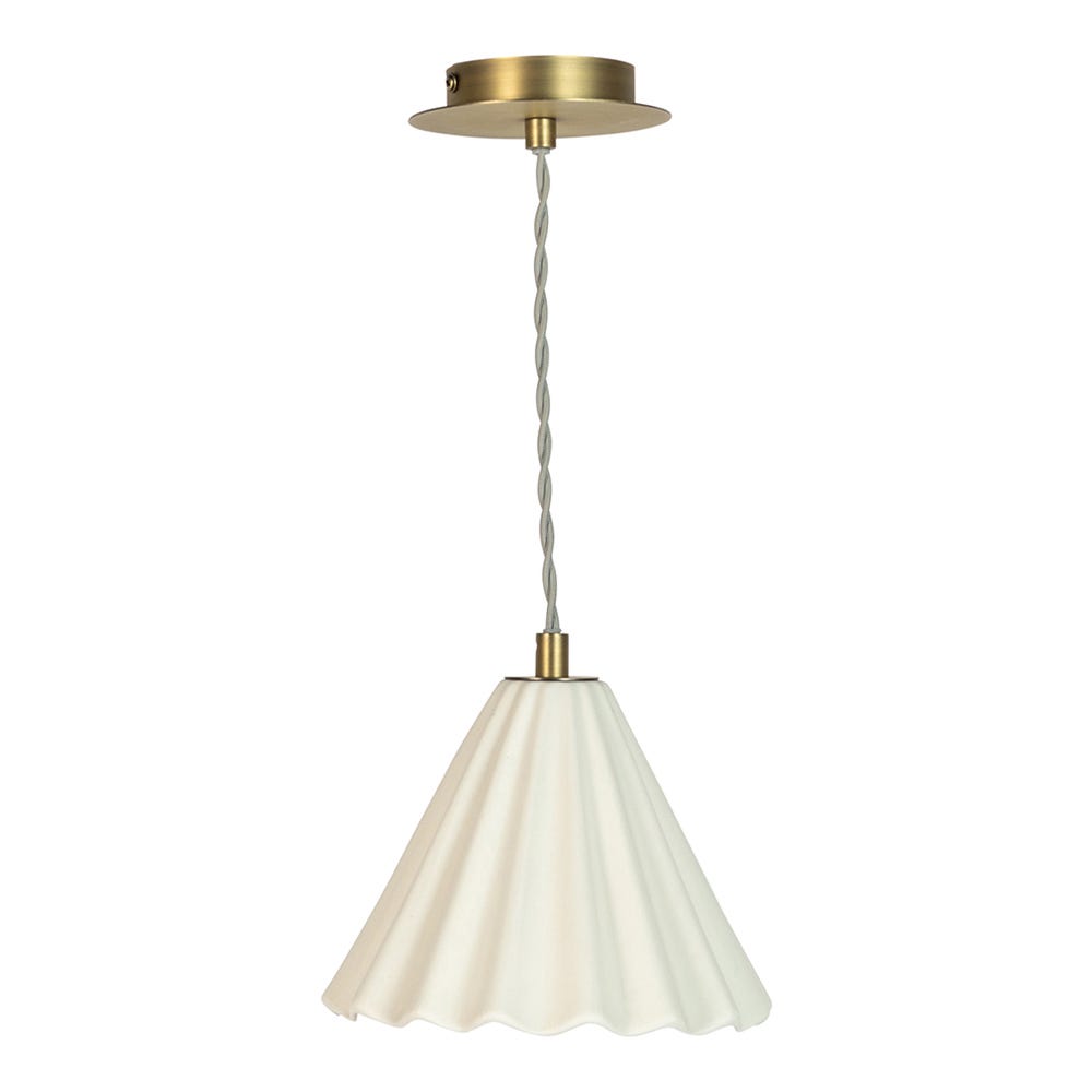 Heal's Monroe Porcelain Pendant Light Small White & Brushed Gold 2