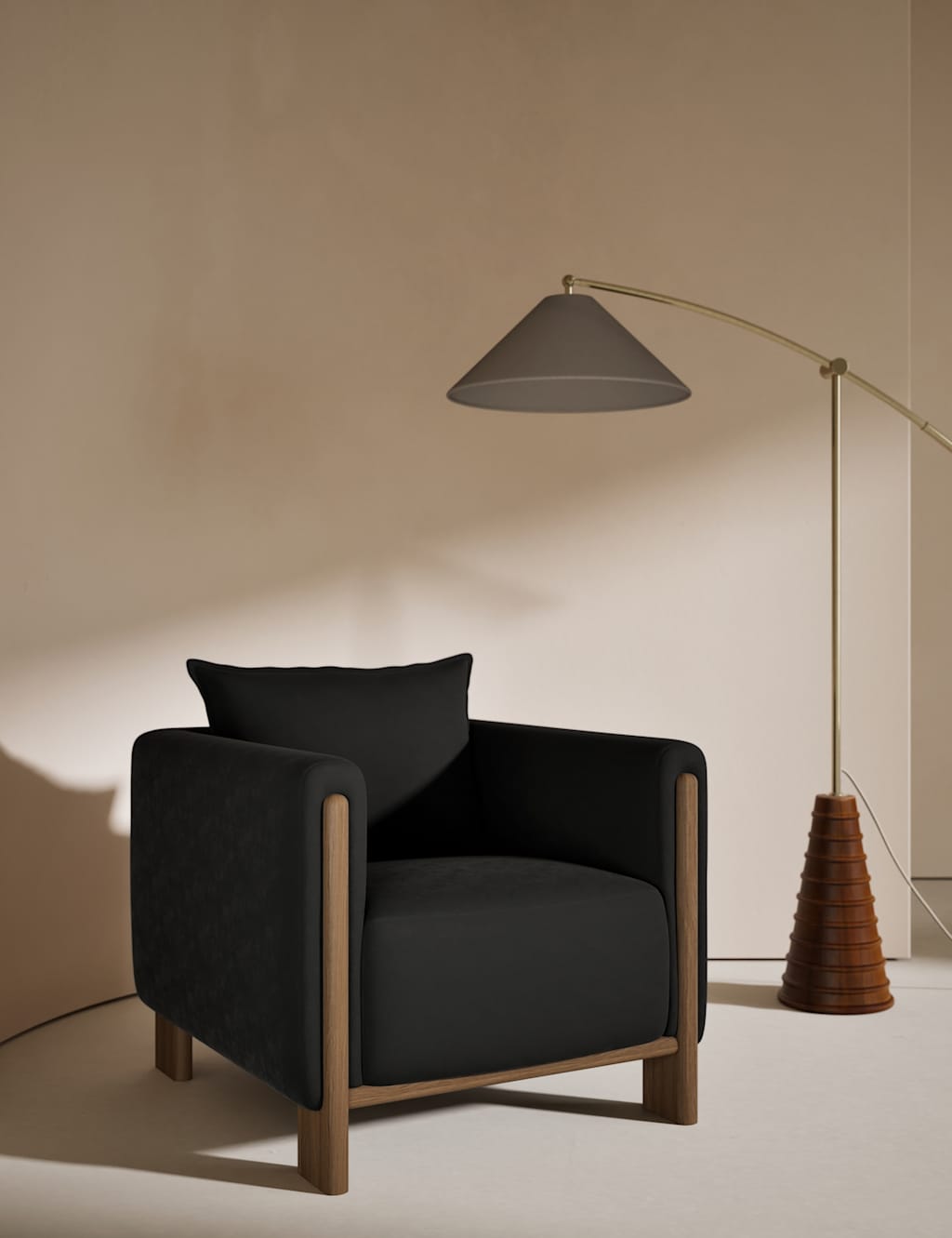 Gallery Direct Block Velvet Accent Chair Charcoal