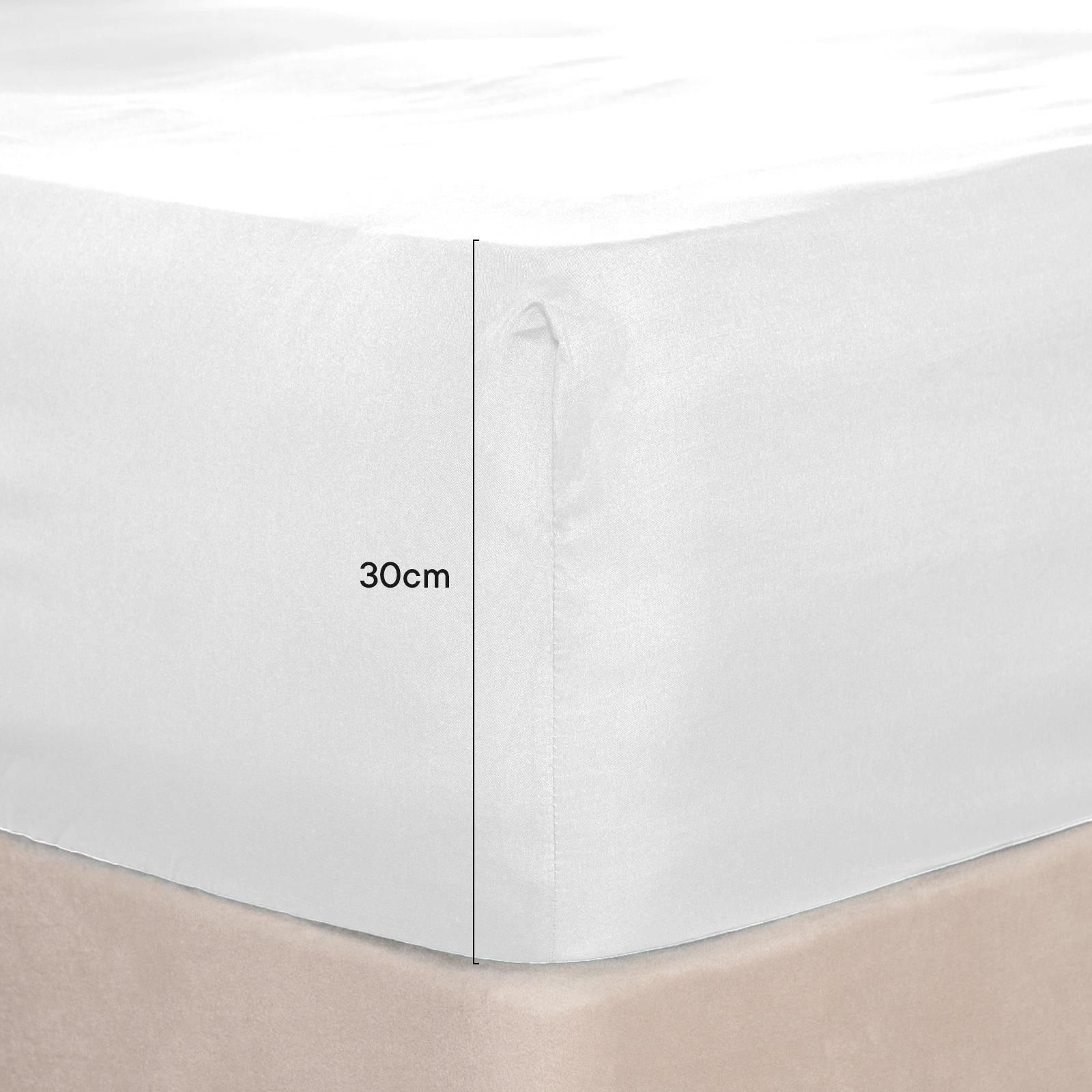 OHS Plain Bed Sheet Microfibre Deep Fitted Soft in White | Size: Double