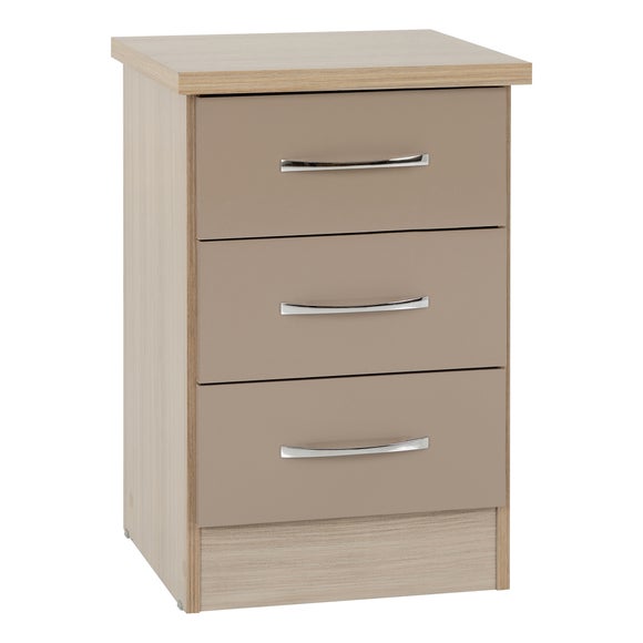 Return - Nevada 3 Drawer Bedside Table, Oyster 2