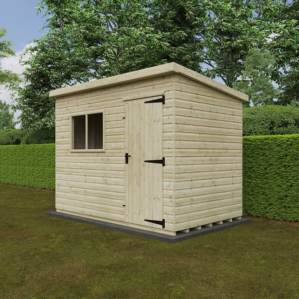 Buttercup Farm 10 x 6 Feet Tanalised Deluxe Pent 16mm Shed - Solid Wood/Softwood/Pine in Green 4