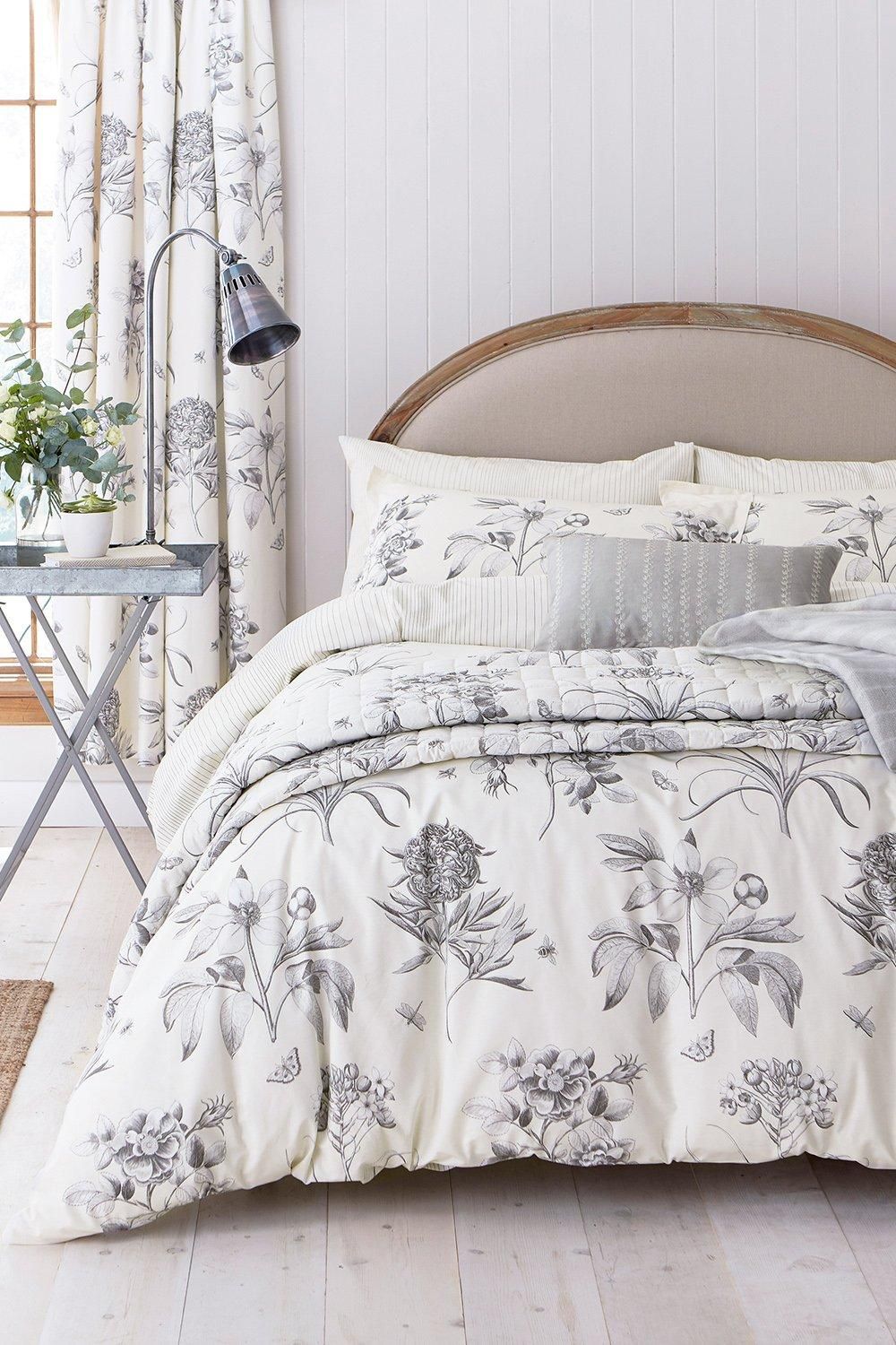 Sanderson 'Etchings & Roses' Cotton Cushion in Silver 4