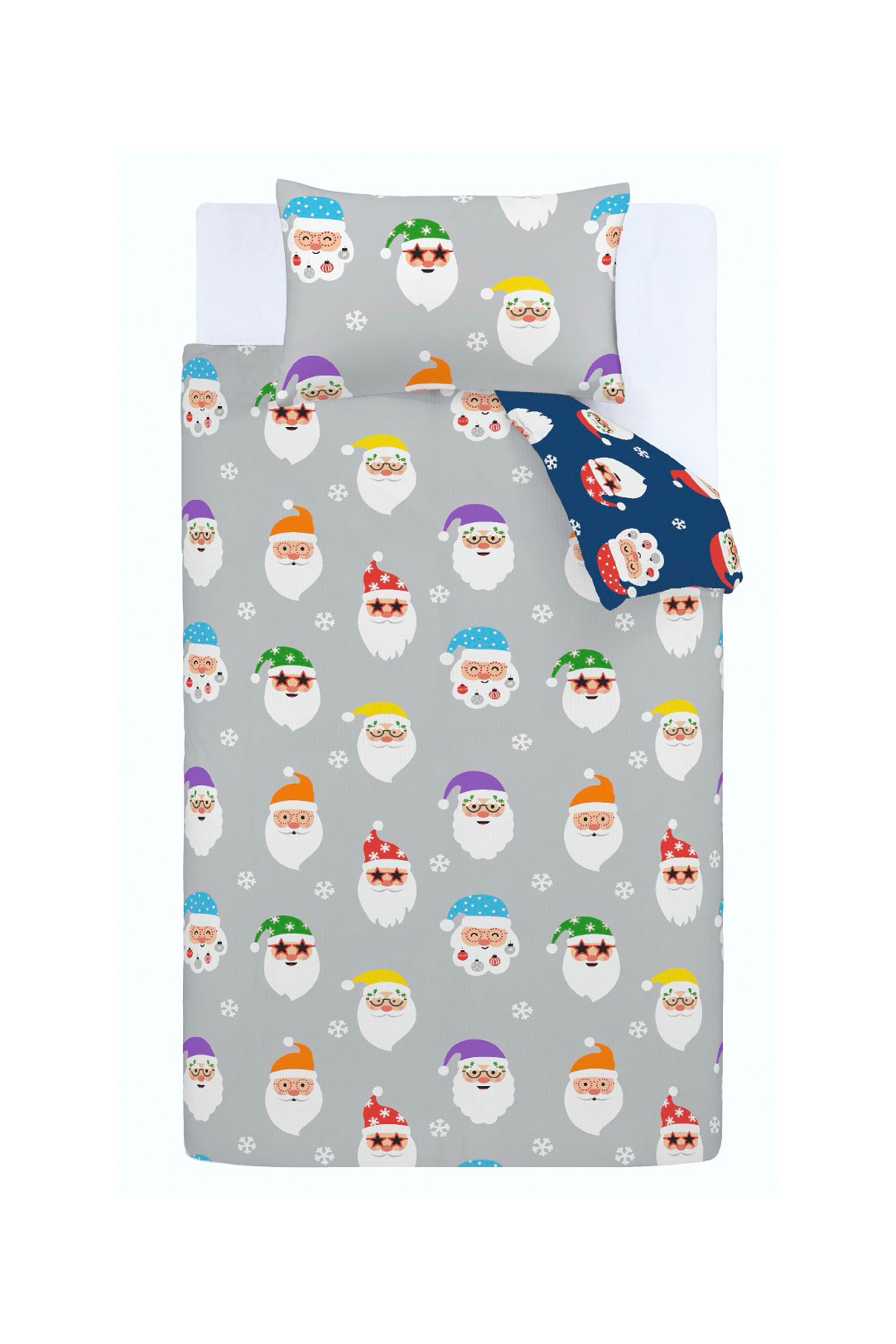Catherine Lansfield 'Christmas Santa Spec-Tacular' Reversible Duvet Cover Set in Grey 6