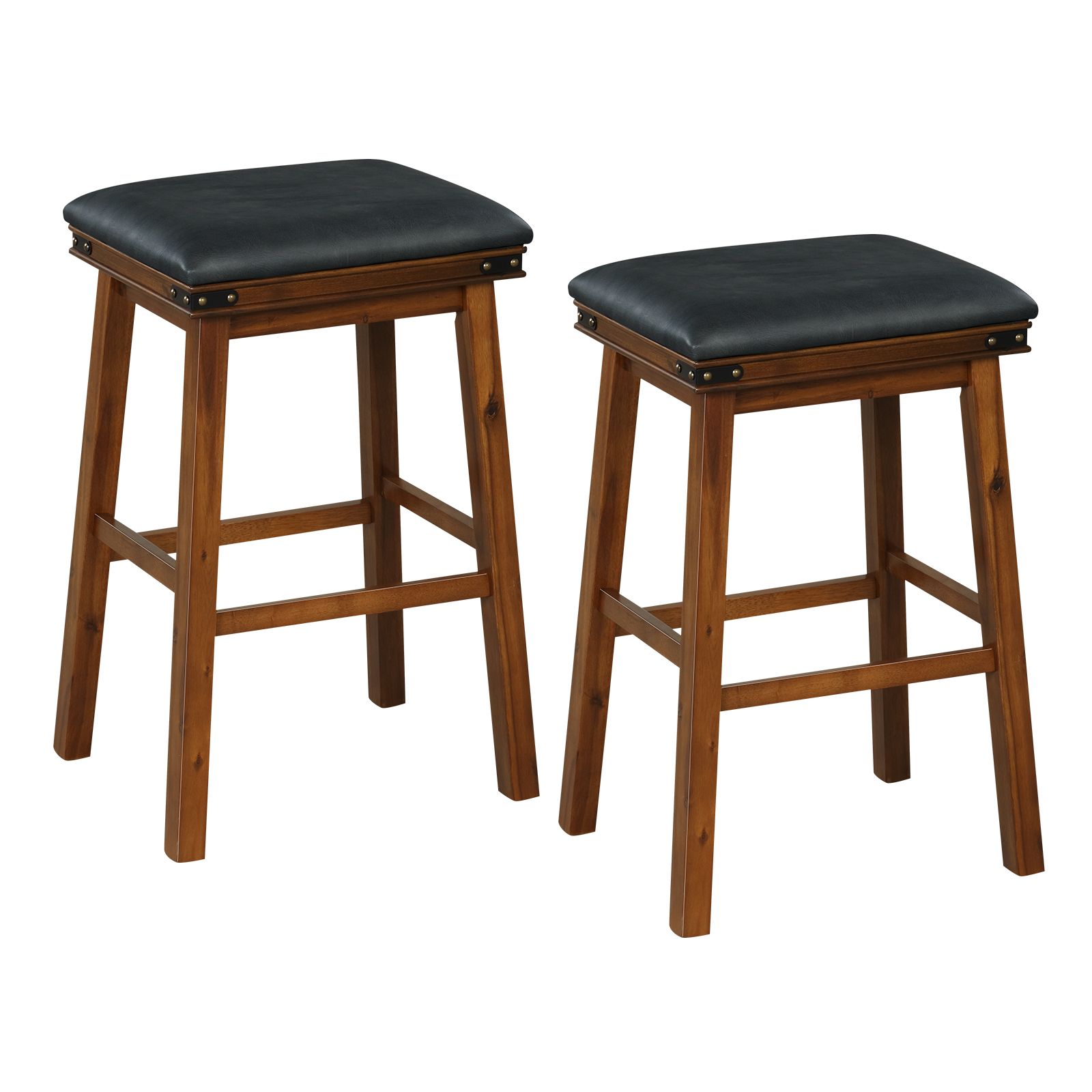 Costway 2PCS 76cm Bar Stools PU Leather Padded Upholstered Counter Height Chair Backless