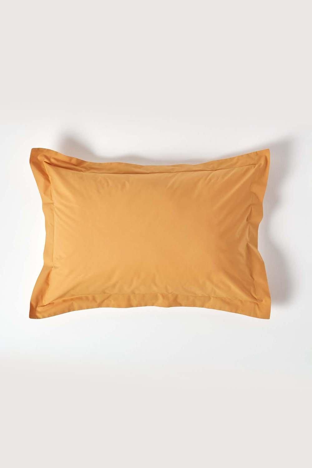 Homescapes Egyptian Cotton Oxford Pillowcase 200 TC, Standard Size in Mustard
