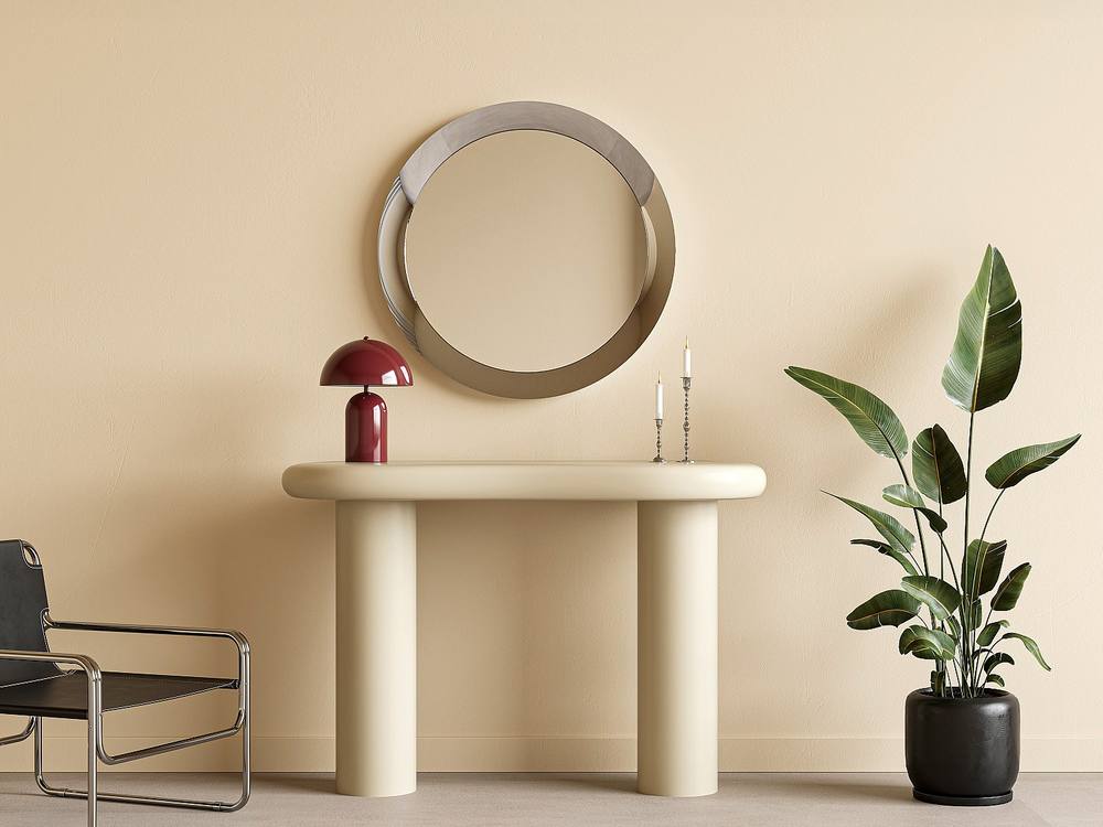 Vente-unique Round Aluminium Wall Mirror - D. 90 Cm - Chrome - ZIRYA in Silver