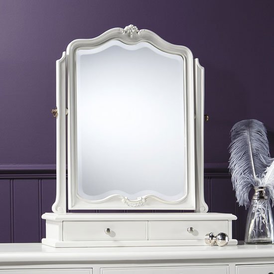 Chic Dressing Table Mirror In Vanilla White