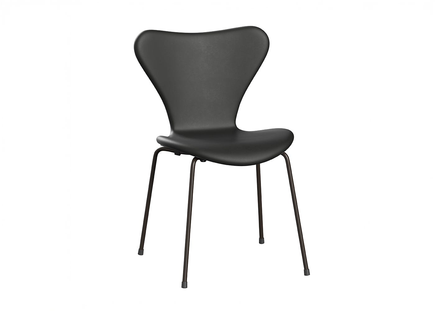 Fritz Hansen Series 7 Chair Essential Leather Black with Brown Bronze Legs
