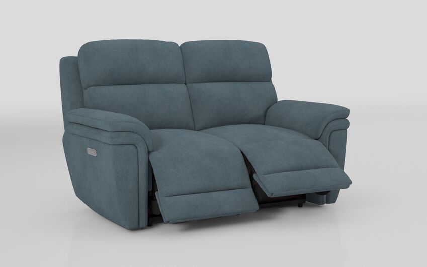 Blue Fabric Maer 2 Seater Power Recliner Sofa