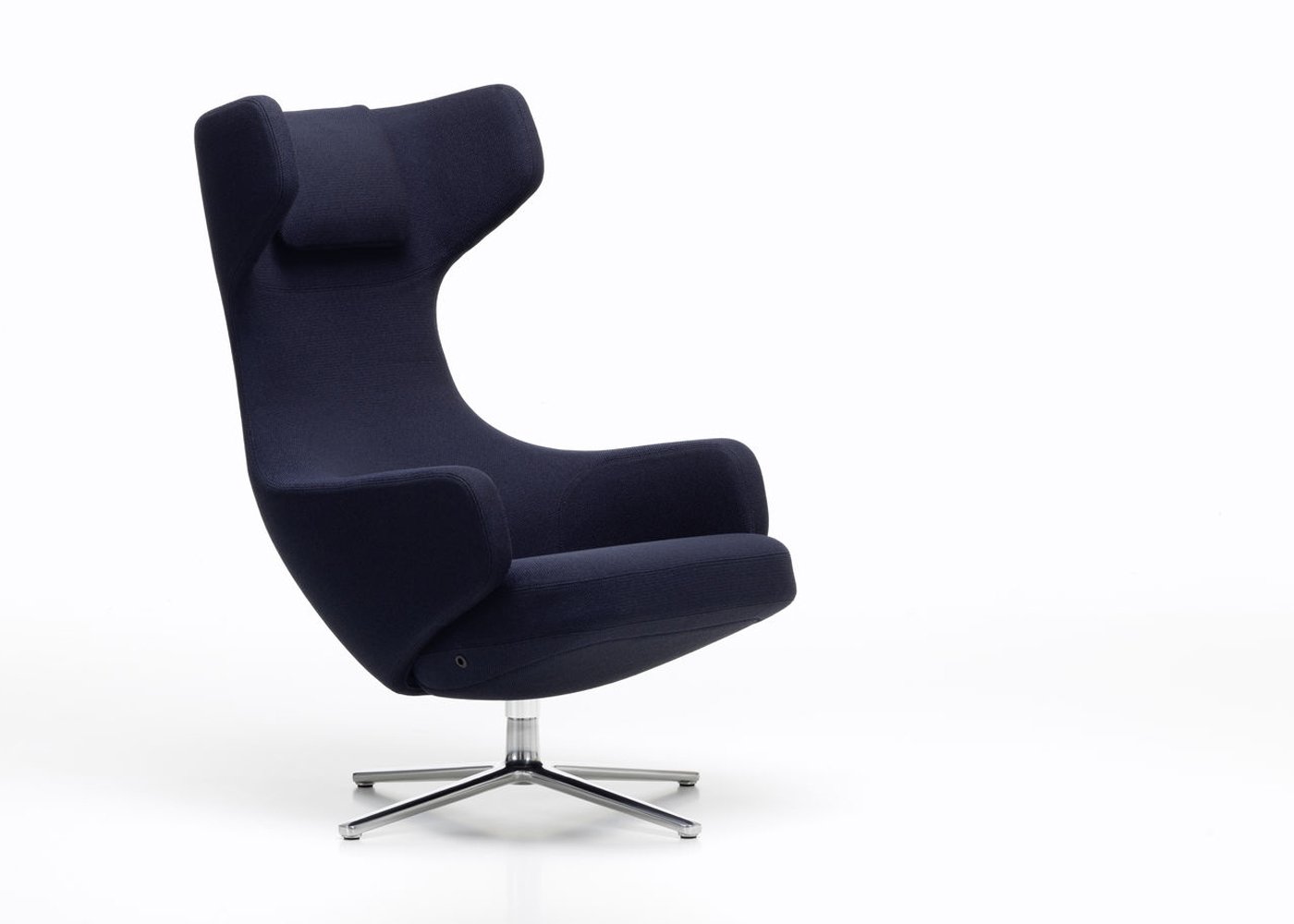 Vitra Grand Repos Chair Tall Height Credo Dark Blue/Black Polished Base