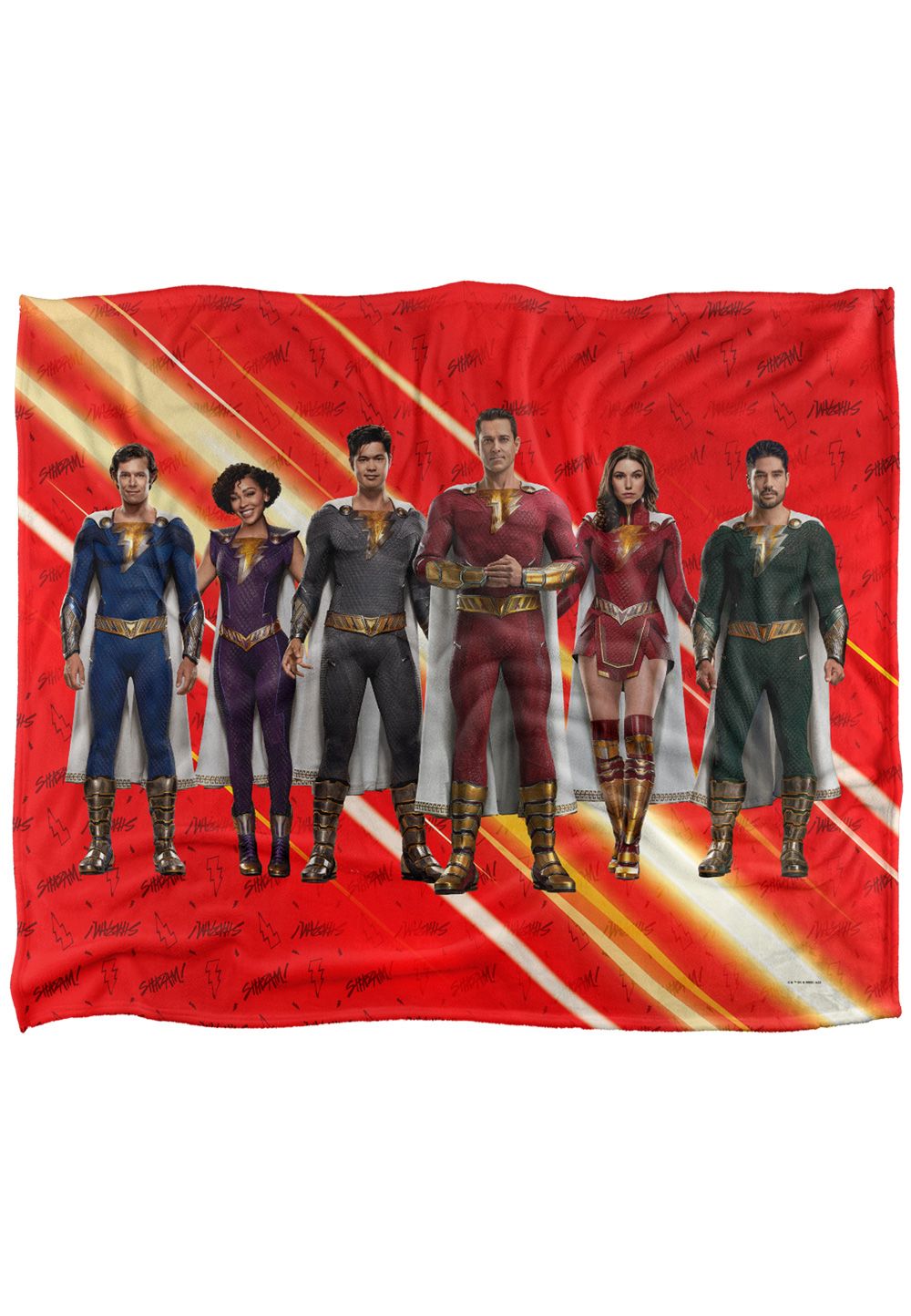 Warner Brothers Shazam Fury Of The Gods Officially Licensed Silky Touch Super Soft Throw Blanket 152 x 127 cm in White