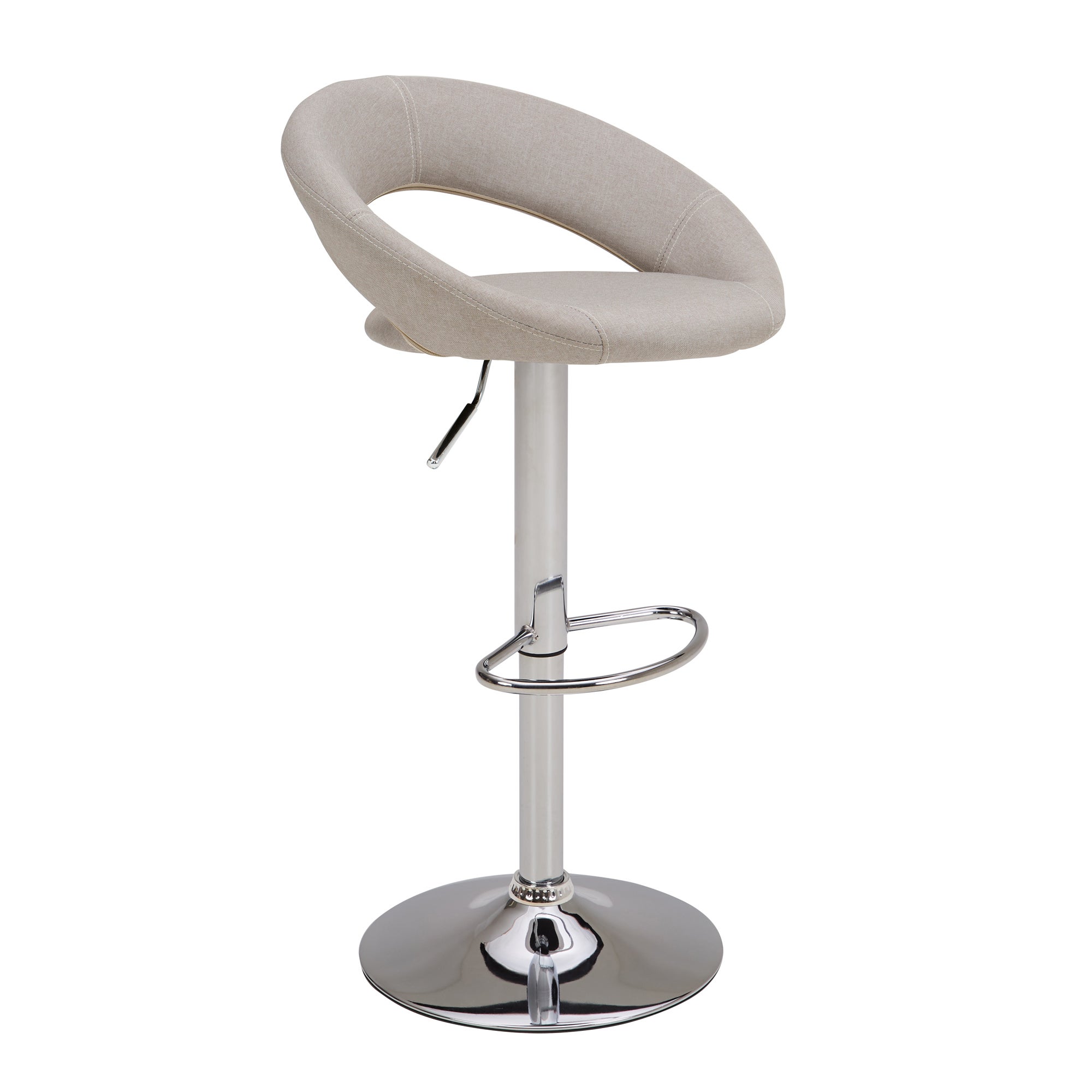Knox Bar Stool Natural Fabric Grey and Silver