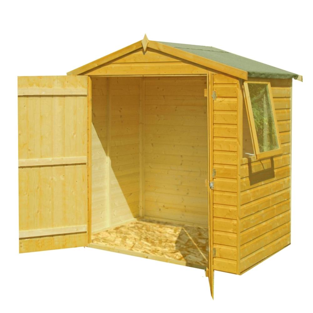 Shires Bute Shiplap Apex Double Doors Tongue & Groove Garden Shed 4x6 ft in Light Brown