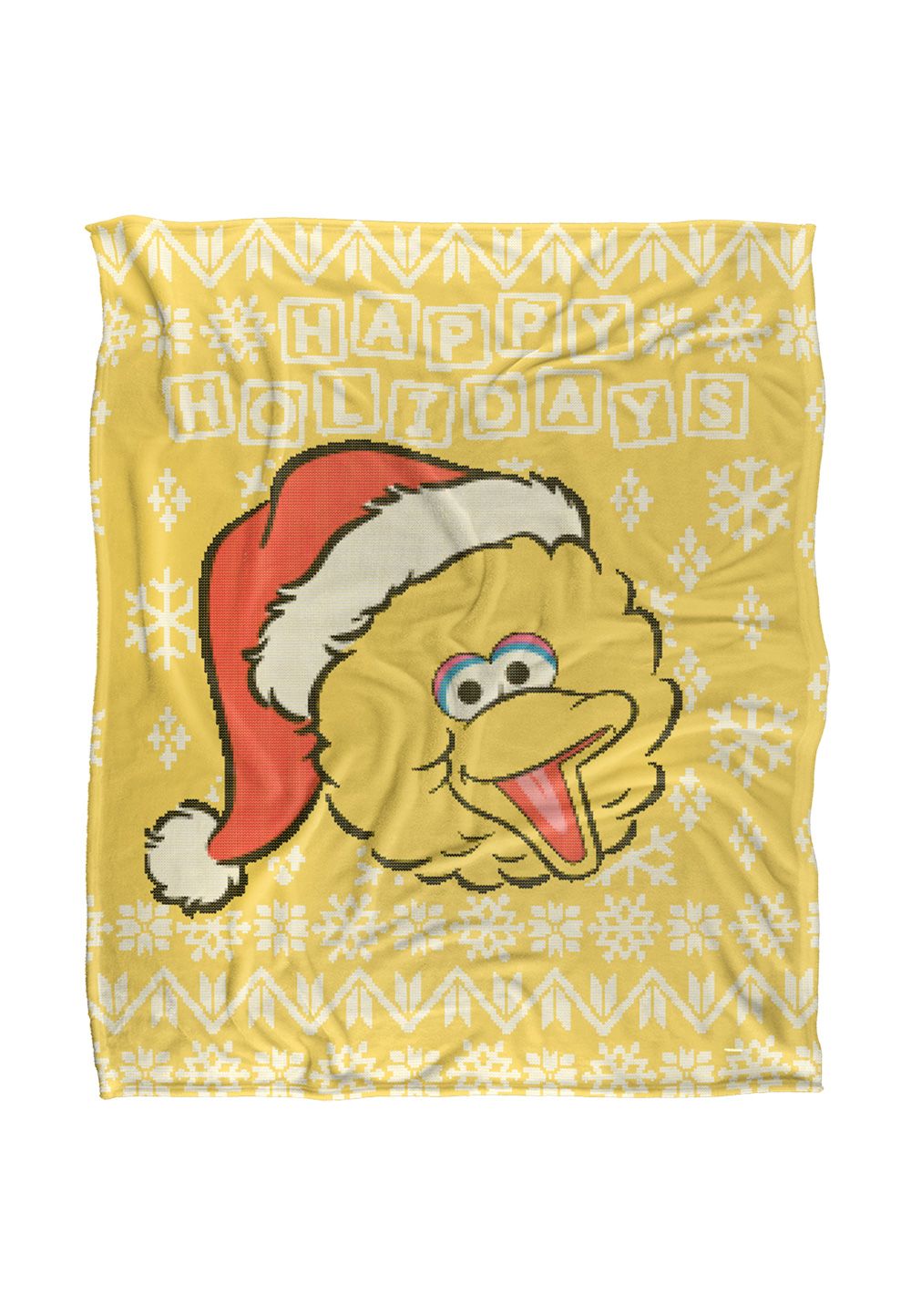 Sesame Street Big Bird Ugly Christmas Sweater Silky Touch Super Soft Throw Blanket 152 X 127 cm in White